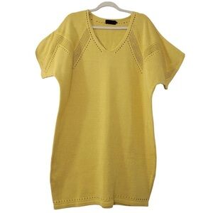 Hatch Maternity Alison Open Knit Sweater Dress Sz 1 Small Yellow Bright Mommy